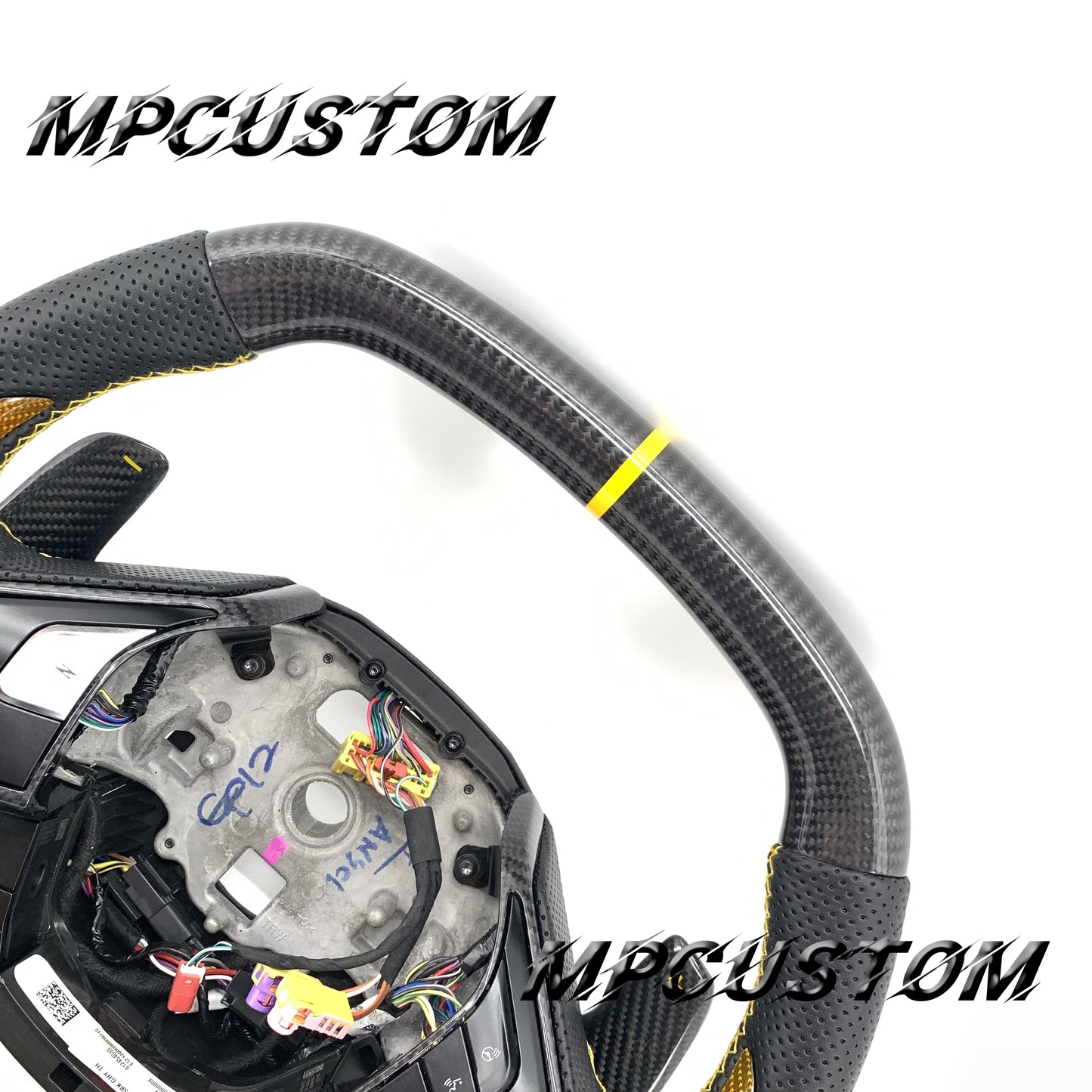 Mpcustom for Chevrolet Corvette C8 2020+ carbon fiber steering wheel yellow stripe line