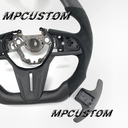 Mpcustom for Nissan GTR R35 2017+ carbon fiber steering wheel matte and white stitching