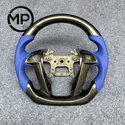 MPCUSTOM Fit For Honda 8th gen Accord/CP1 CP2 CP3/Pilot 2009-2015/Odyssey 2011-2017 carbon fiber steering wheel blue perforatara leather
