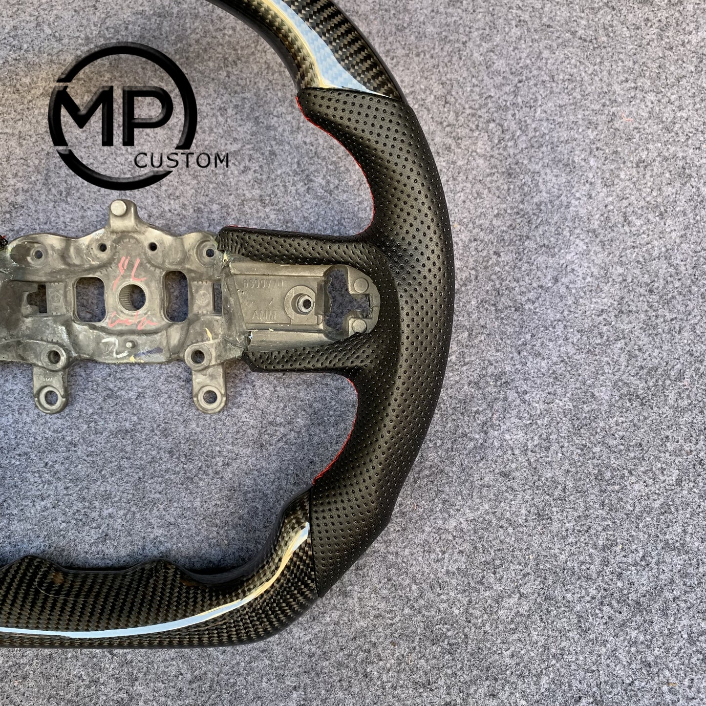 MPCUSTOM Fit For 2018-2025 Jeep JL JR Wrangler/Gladiator carbon fiber steering wheel black perforated leather red center line