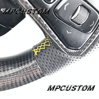 Mpcustom for Chevrolet Corvette C8 2020+ carbon fiber steering wheel yellow stitching