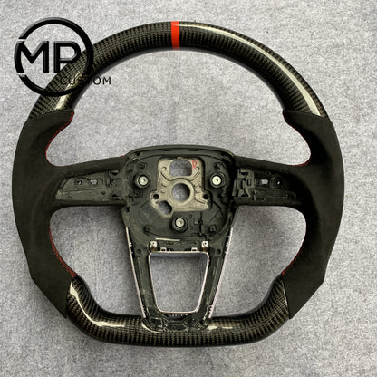 MPCUSTOM Fit For Audi Q7 2016-2017 carbon fiber steering wheel black Alcantara red center line