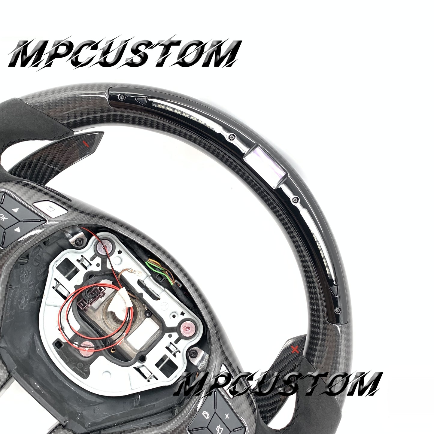 Mpcustom for Mercedes Benz c63 AMG carbon fiber steering wheel led and round top