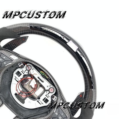Mpcustom for Mercedes Benz c63 AMG carbon fiber steering wheel led and round top