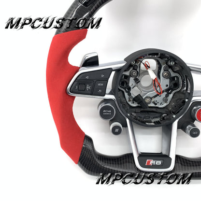 Mpcustom for Audi new R8 2016+ carbon fiber steering wheel red stripe line