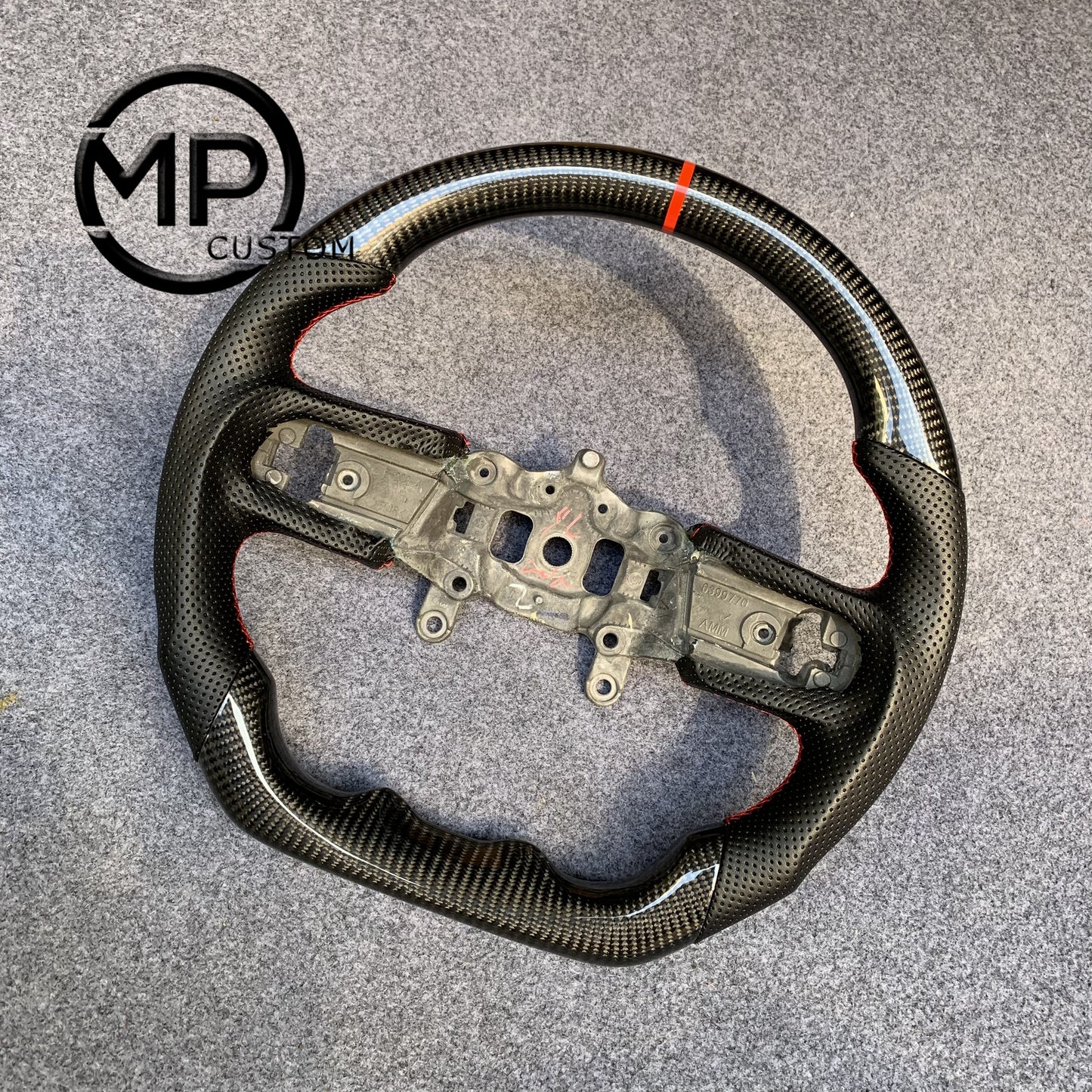 MPCUSTOM Fit For 2018-2025 Jeep JL JR Wrangler/Gladiator carbon fiber steering wheel black perforated leather red center line