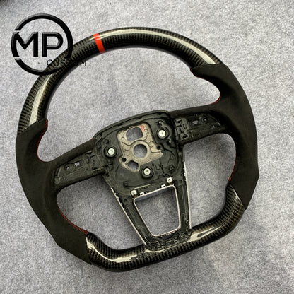 MPCUSTOM Fit For Audi Q7 2016-2017 carbon fiber steering wheel black Alcantara red center line
