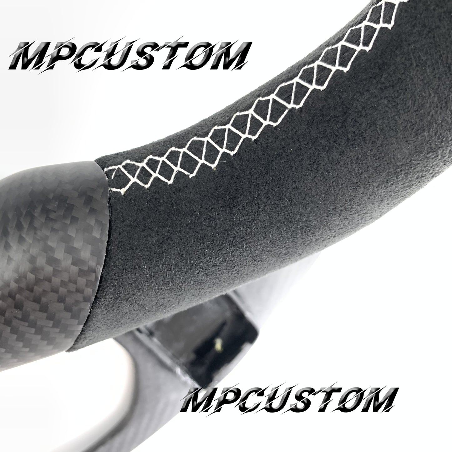 Mpcustom for Nissan GTR R35 2017+ carbon fiber steering wheel matte and white stitching