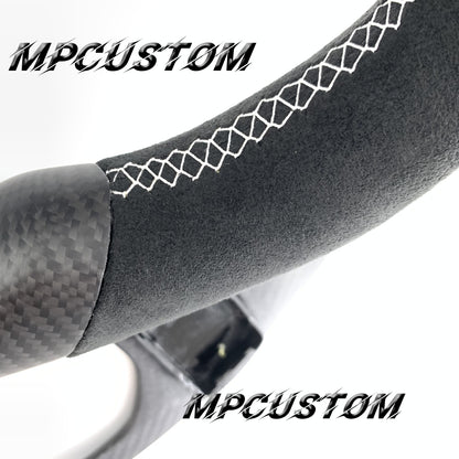 Mpcustom for Nissan GTR R35 2017+ carbon fiber steering wheel matte and white stitching