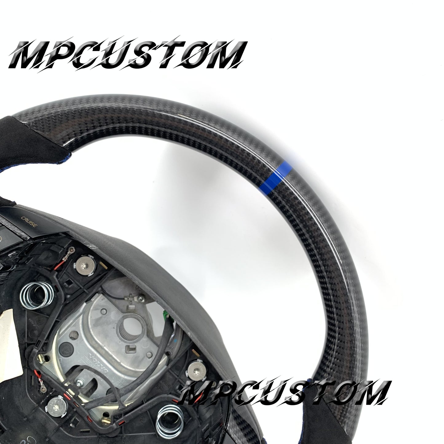 Mpcustom for Volvo S60 2005-2009 carbon fiber steering wheel blue stitching
