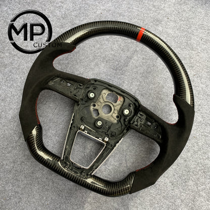 MPCUSTOM Fit For Audi Q7 2016-2017 carbon fiber steering wheel black Alcantara red center line