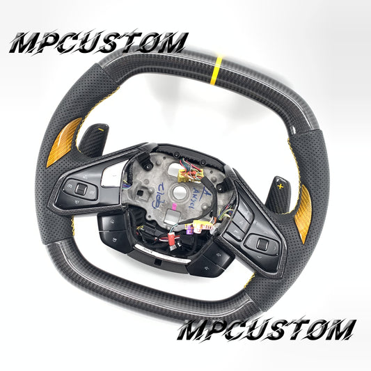Mpcustom for Chevrolet Corvette C8 2020+ carbon fiber steering wheel yellow stitching