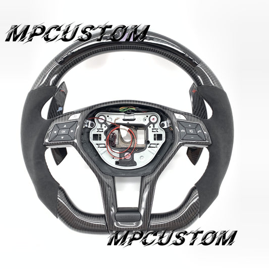 Mpcustom for Mercedes Benz c63 AMG carbon fiber steering wheel led and round top