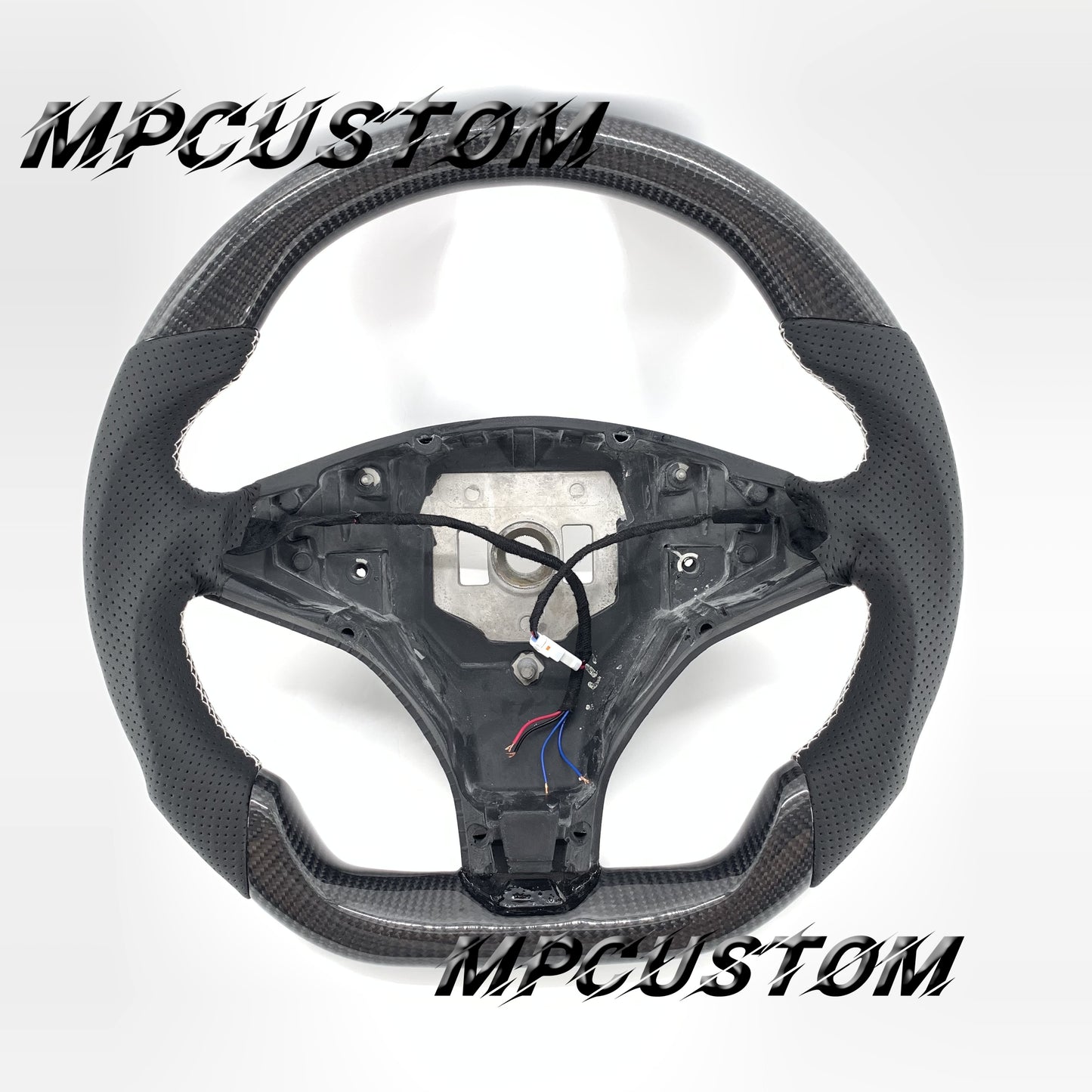 Mpcustom for Tesla model S X carbon fiber steering wheel perforated leather