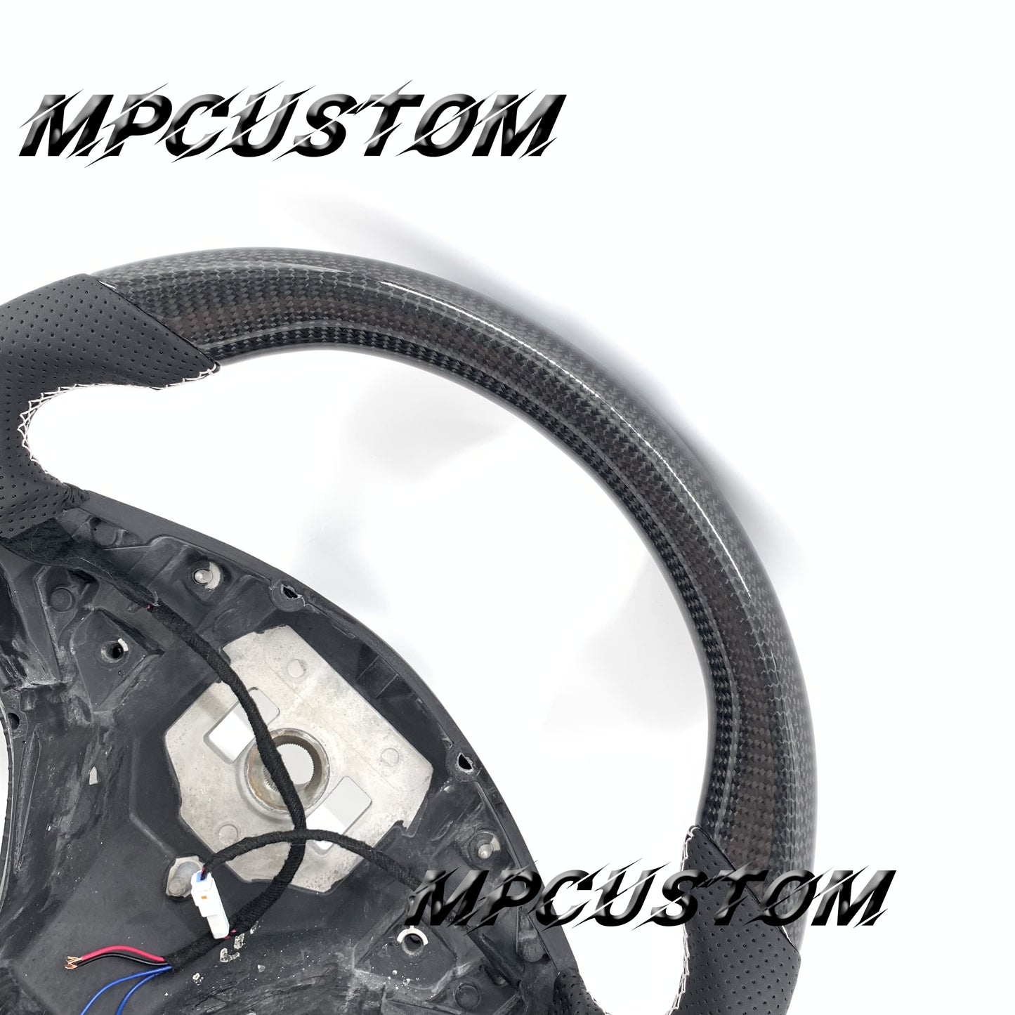 Mpcustom for Tesla model S X carbon fiber steering wheel white stitching