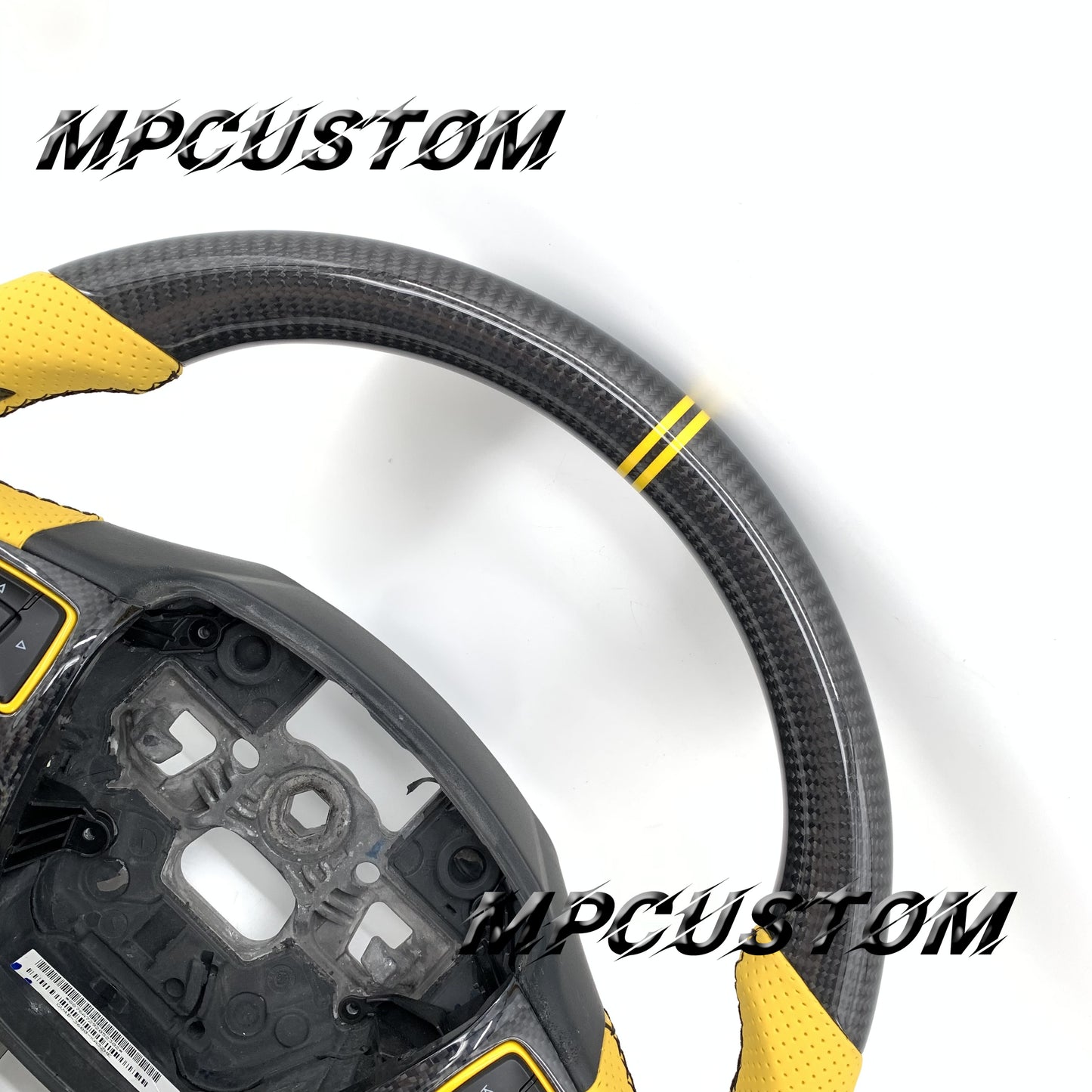 Mpcustom for Ford Focus MK3 ST RS carbon fiber steering wheel yellow perforated leather