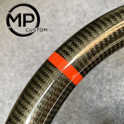 MPCUSTOM Fit For Honda 9th gen Accord SPORT 4 DOOR SEDAN 2013-2017/Crosstour 2013-2015/Ridgeline 2017-2020 carbon fiber steering wheel red perforated leather red center line