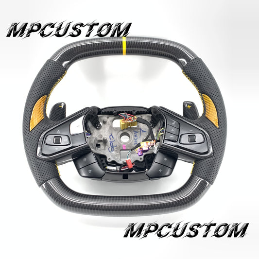 Mpcustom for Chevrolet Corvette C8 2020+ carbon fiber steering wheel flat top and flat bottom