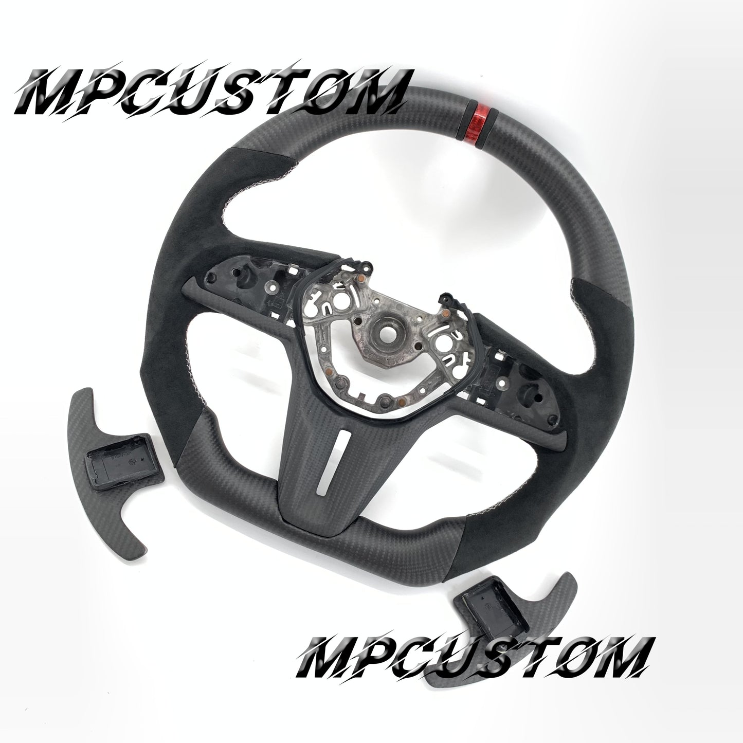 Mpcustom for Nissan GTR R35 2017+ carbon fiber steering wheel white stitching