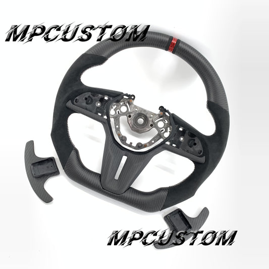 Mpcustom for Nissan GTR R35 2017+ carbon fiber steering wheel white stitching