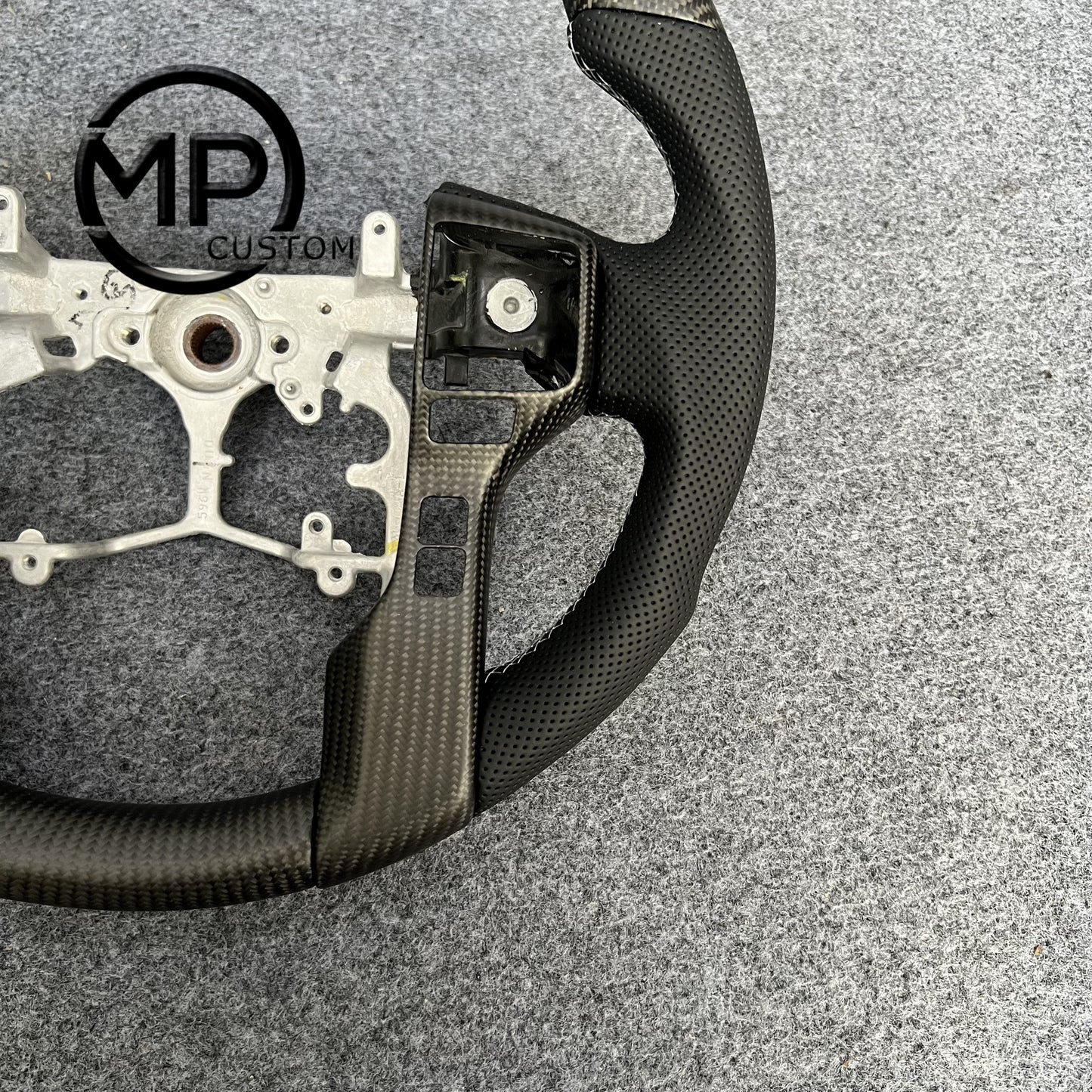 MPCUSTOM Fit For Toyota 4Runner Tundra Tacoma 2014-2017 carbon fiber steering wheel black perforated leather white center line