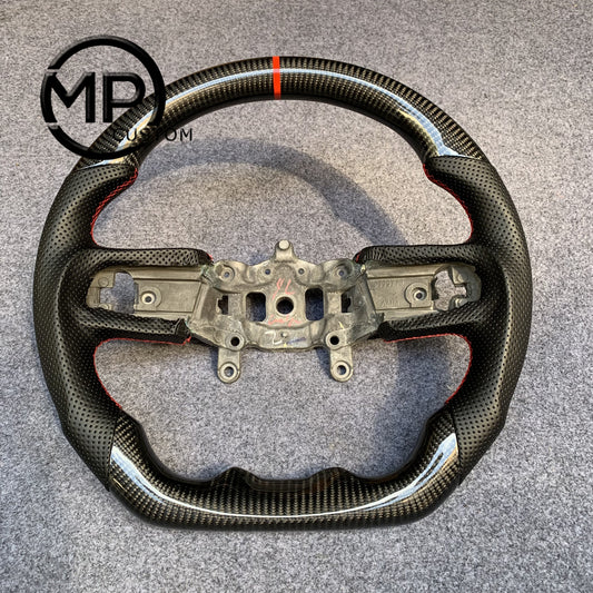MPCUSTOM Fit For 2018-2025 Jeep JL JR Wrangler/Gladiator carbon fiber steering wheel black perforated leather red center line