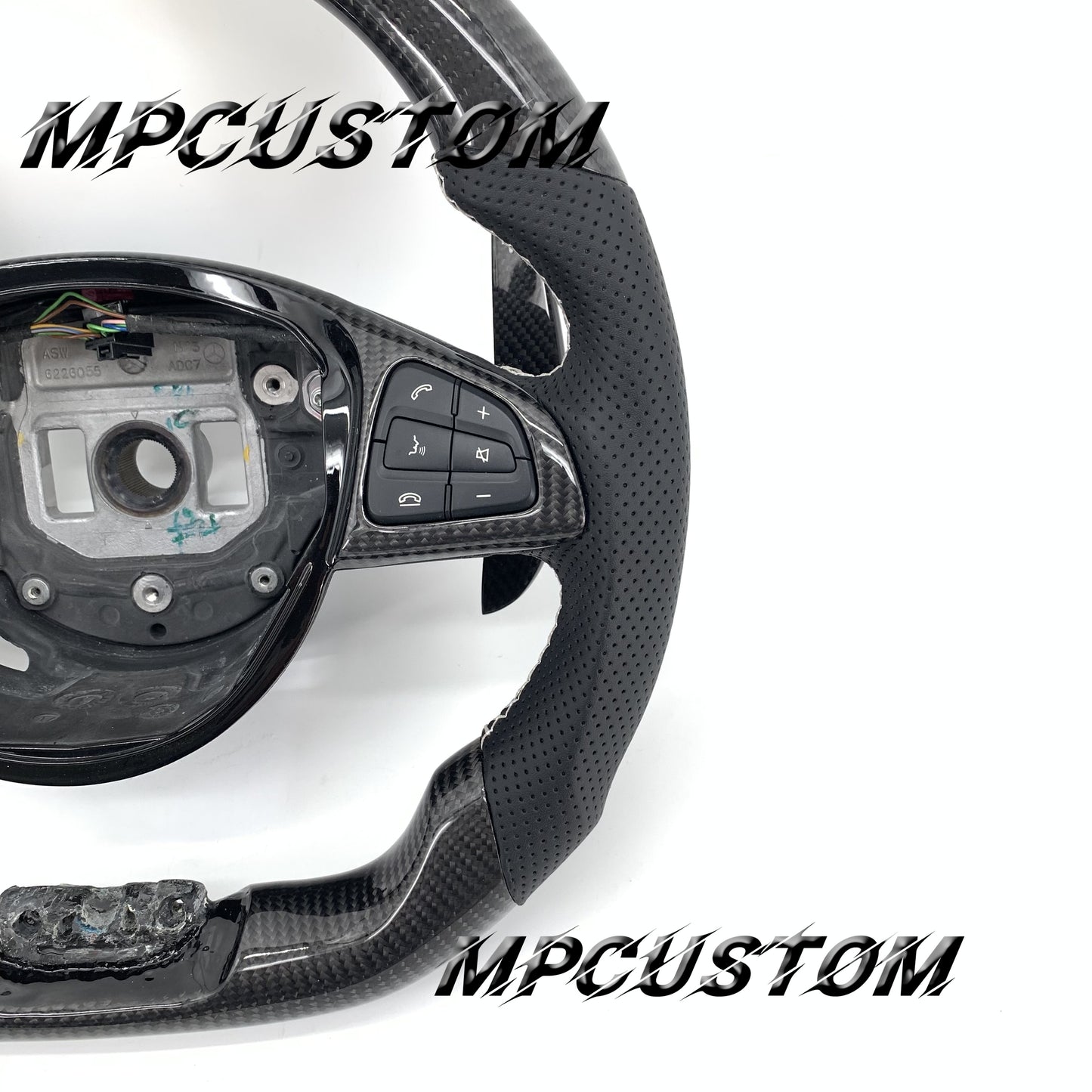 Mpcustom for Mercedes Benz 808AMG /W205 AMG carbon fiber steering wheel gloss and round top
