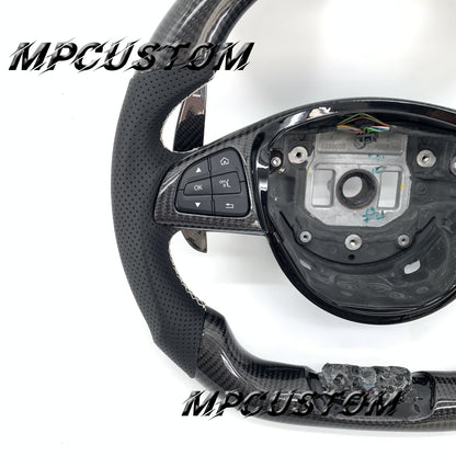 Mpcustom for Mercedes Benz 808AMG /W205 AMG carbon fiber steering wheel gloss and round top