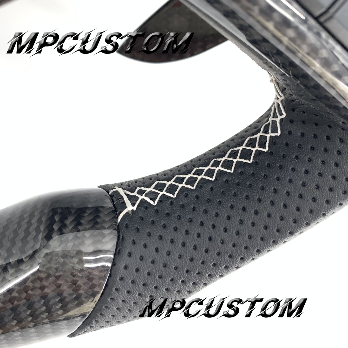 Mpcustom for Mercedes Benz 808AMG /W205 AMG carbon fiber steering wheel white stitching