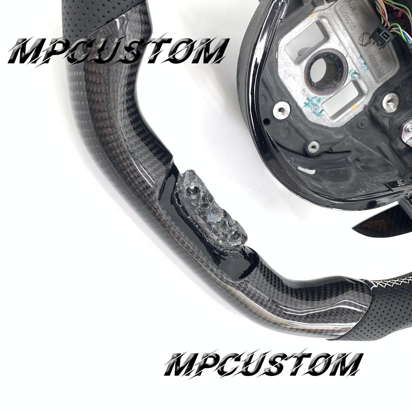 Mpcustom for Mercedes Benz 808AMG /W205 AMG carbon fiber steering wheel white stitching