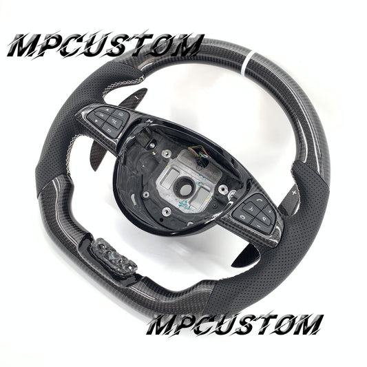 Mpcustom for Mercedes Benz 808AMG /W205 AMG carbon fiber steering wheel gloss and round top