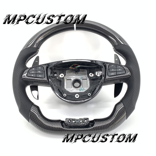 Mpcustom for Mercedes Benz 808AMG /W205 AMG carbon fiber steering wheel white stitching