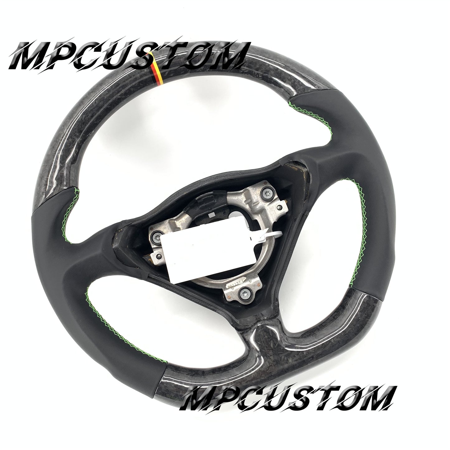 Mpcustom for Porsche 996 carbon fiber steering wheel gloss and green stitching