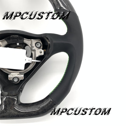 Mpcustom for Porsche 996 carbon fiber steering wheel gloss and green stitching