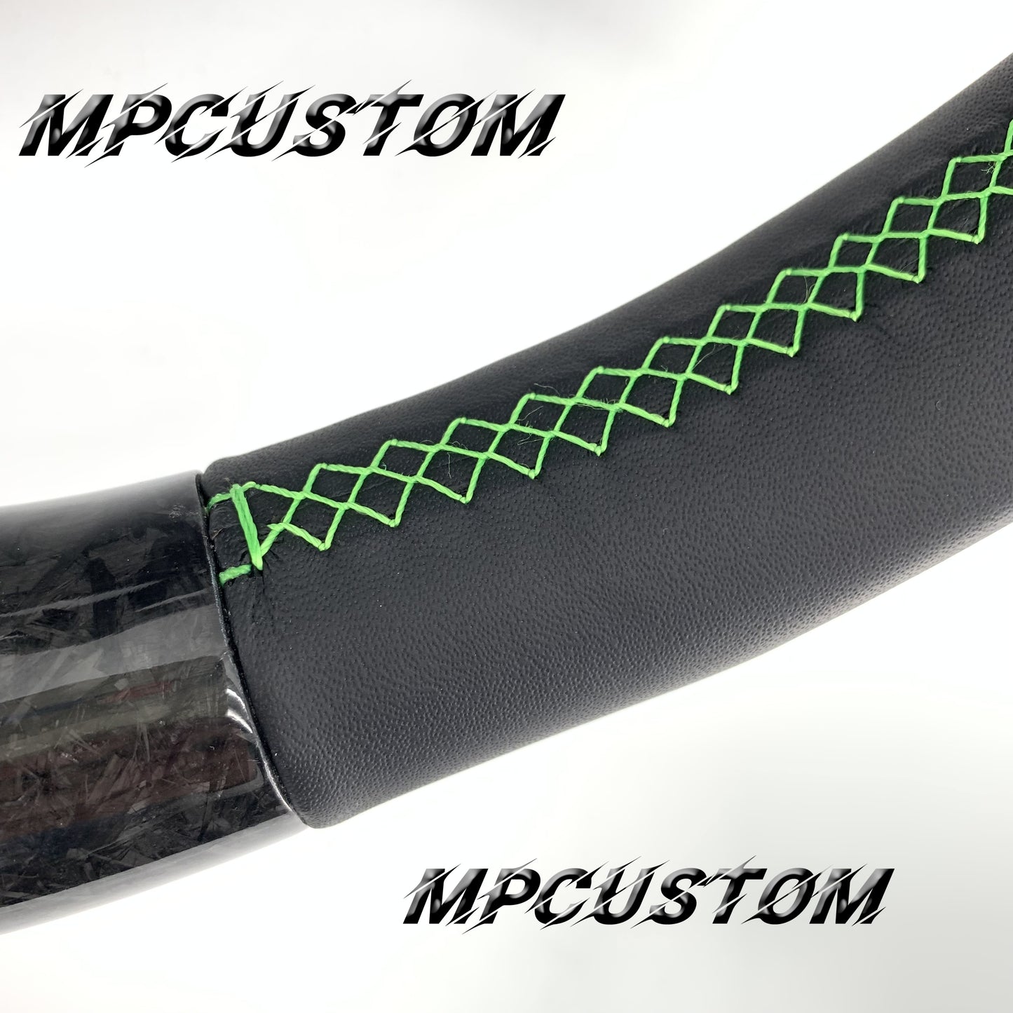 Mpcustom for Porsche 996 carbon fiber steering wheel gloss and green stitching