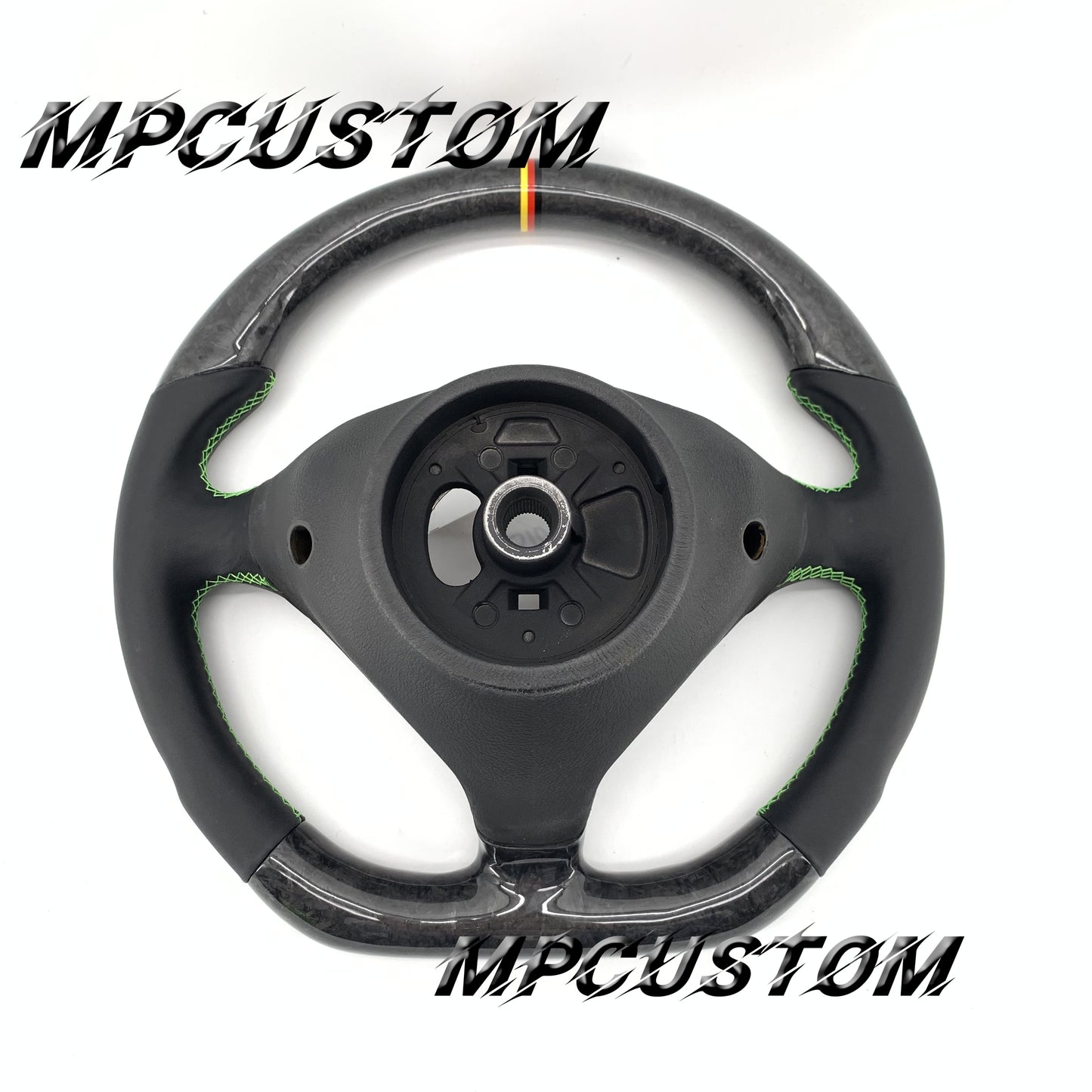 Mpcustom for Porsche 996 carbon fiber steering wheel green stitching