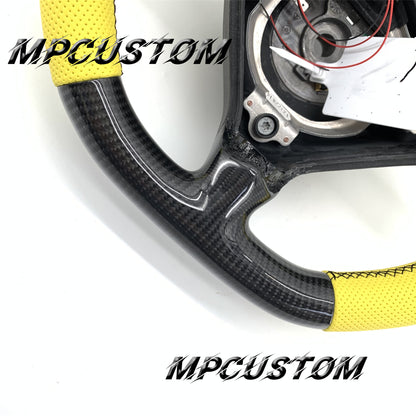 Mpcustom for Porsche 996 carbon fiber steering wheel yellow perforated leather
