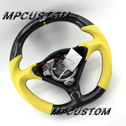 Mpcustom for Porsche 996 carbon fiber steering wheel yellow perforated leather