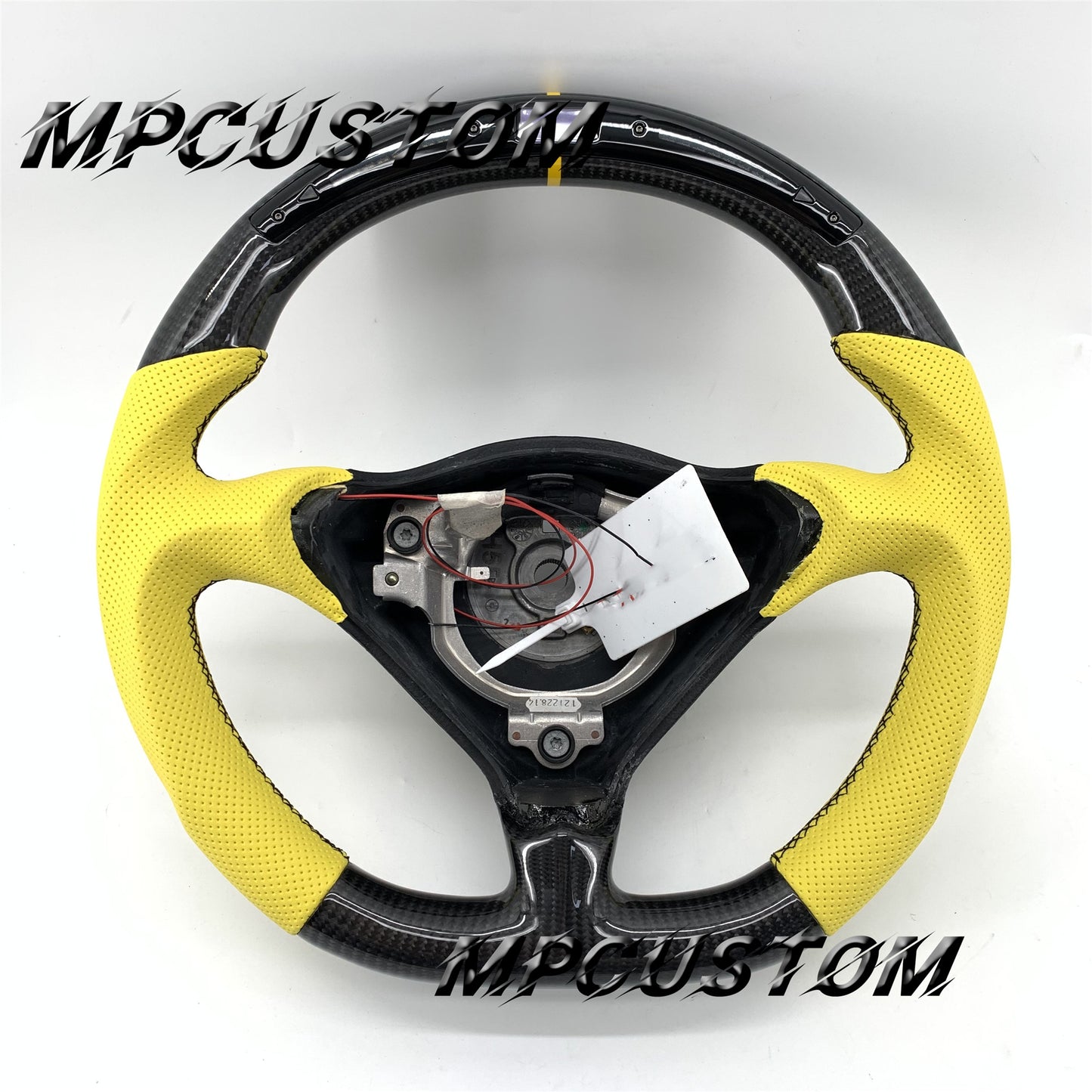 Mpcustom for Porsche 996 carbon fiber steering wheel gloss and yellow perforated leather
