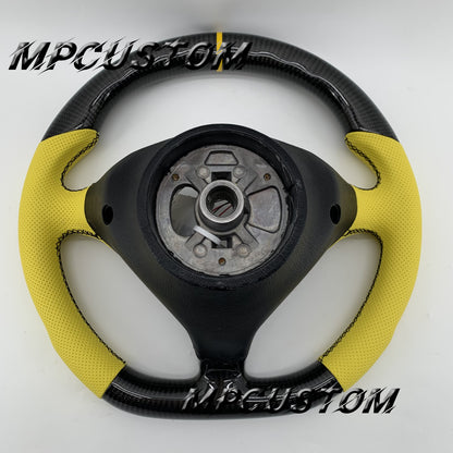 Mpcustom for Porsche 996 carbon fiber steering wheel gloss and yellow perforated leather