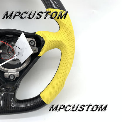 Mpcustom for Porsche 996 carbon fiber steering wheel yellow perforated leather