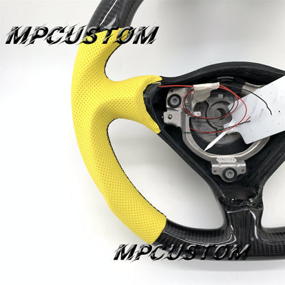 Mpcustom for Porsche 996 carbon fiber steering wheel gloss and yellow perforated leather