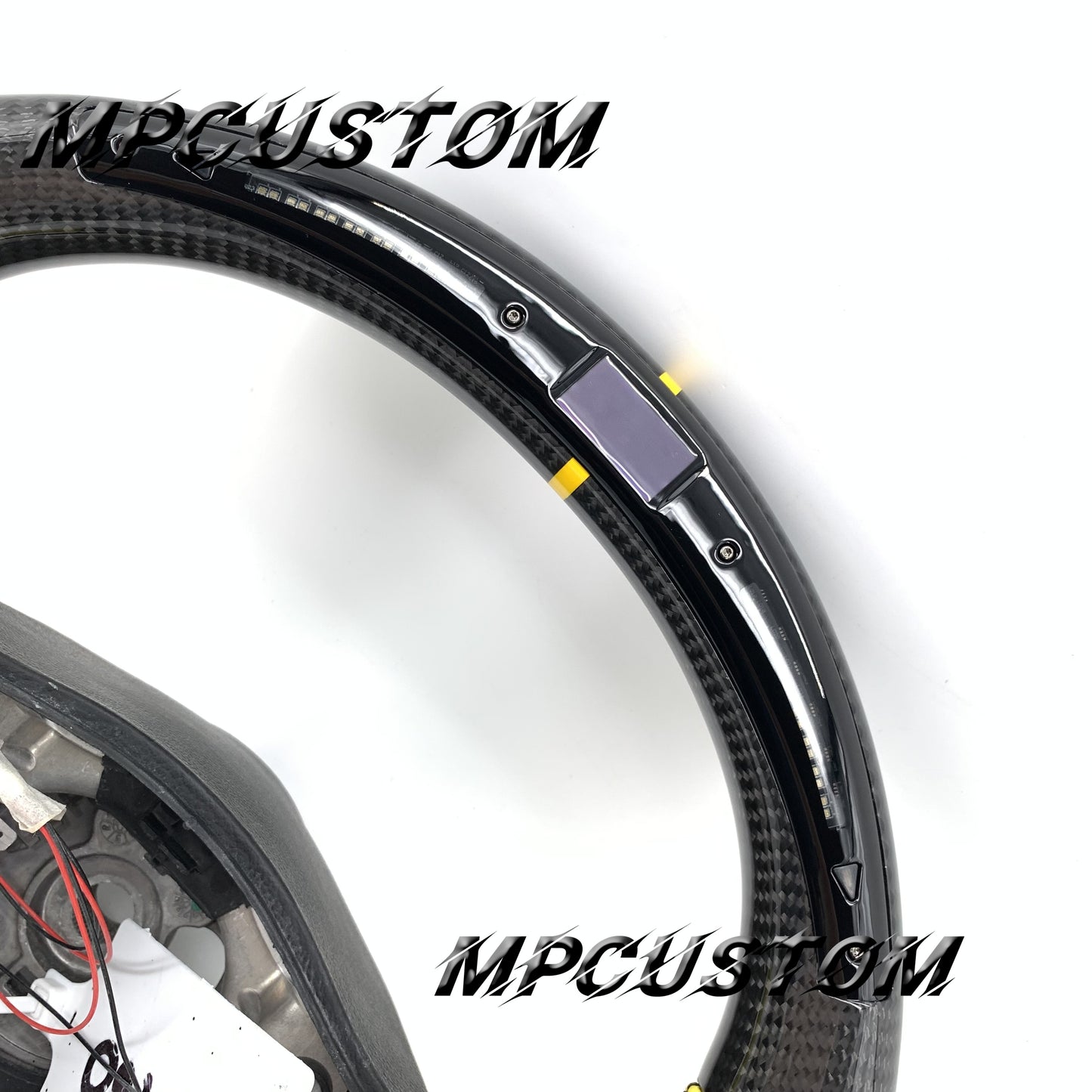 Mpcustom for Porsche 996 carbon fiber steering wheel gloss and yellow perforated leather