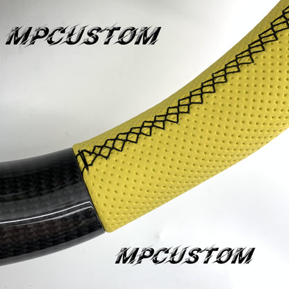 Mpcustom for Porsche 996 carbon fiber steering wheel yellow perforated leather