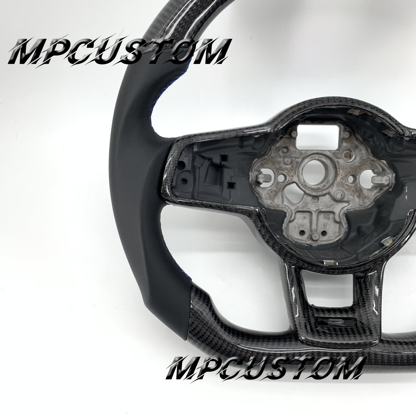 Mpcustom for Volkswagen MK7 2015-2019 carbon fiber steering wheel blue stripe line and blue stitching