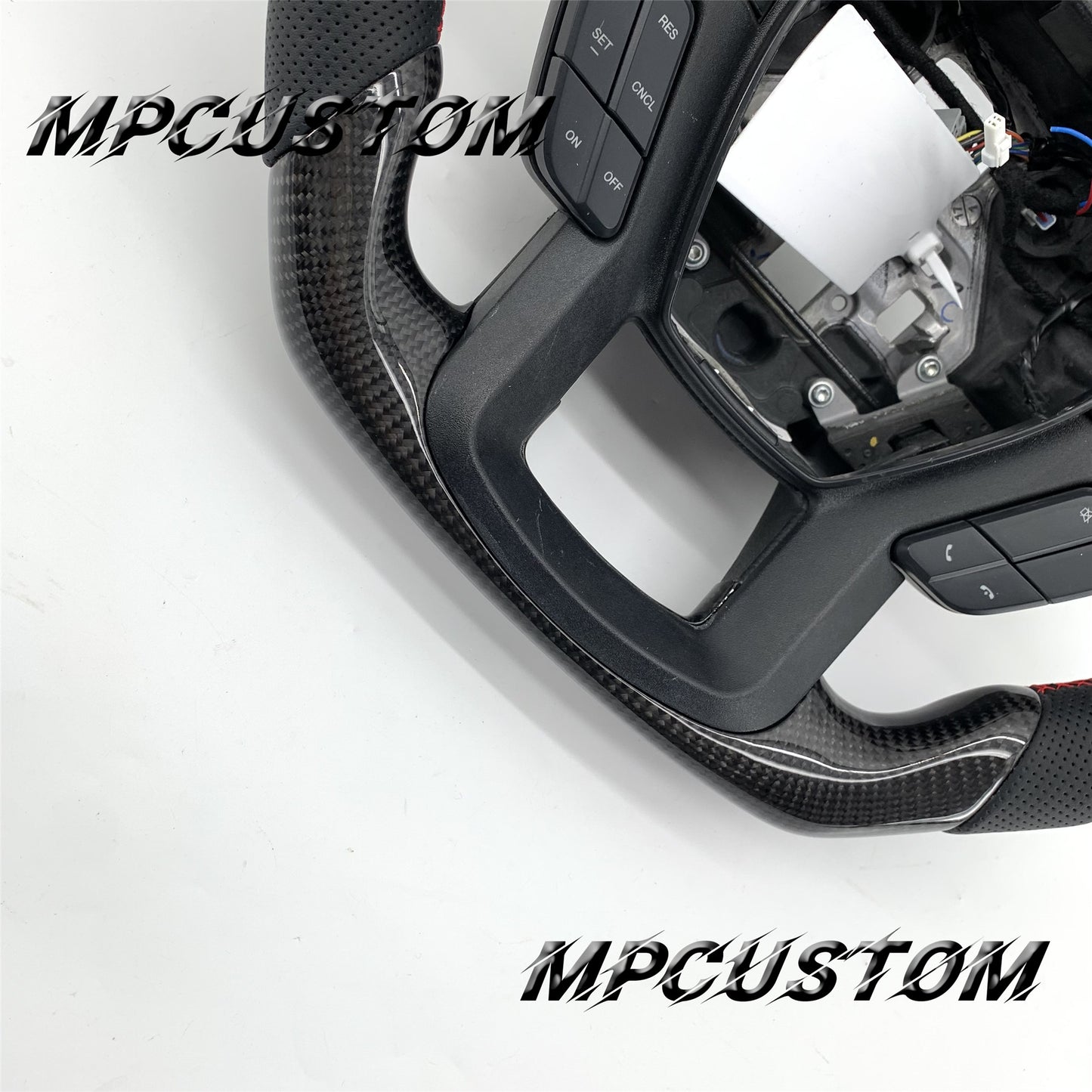 Mpcustom for Ford F150 carbon fiber steering wheel red stripe line and gloss