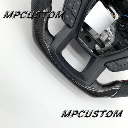 Mpcustom for Ford F150 carbon fiber steering wheel red stripe line and gloss
