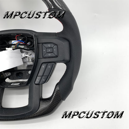 Mpcustom for Ford F150 carbon fiber steering wheel red stripe line and gloss