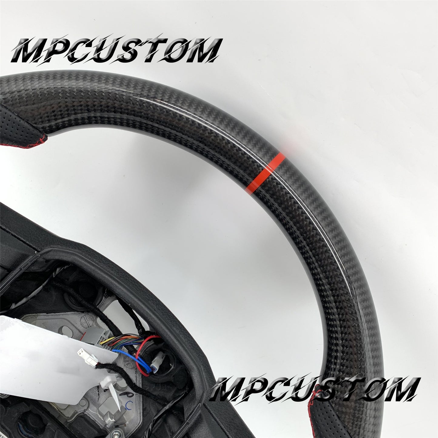 Mpcustom for Ford F150 carbon fiber steering wheel red stripe line and gloss