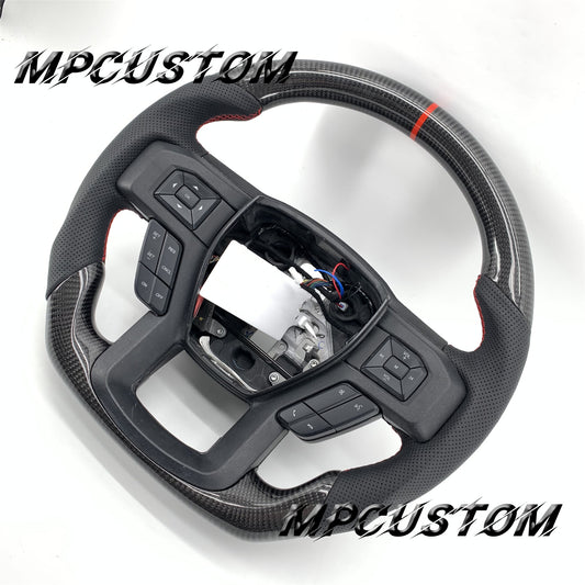 Mpcustom for Ford F150 carbon fiber steering wheel red stripe line